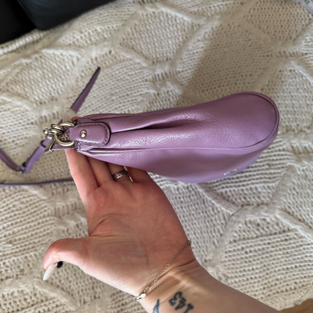 Coach Purple Lilac Leather Shoulder Bag with Chain Strap - Picture 14 of 16
